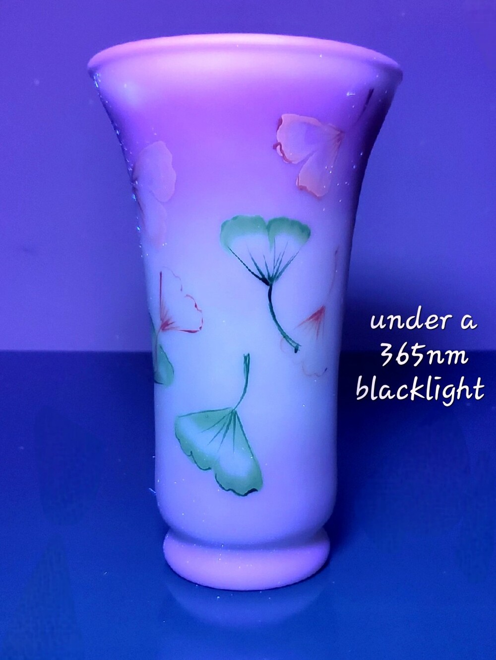 NIB Fenton Lotus Mist Burmese Ginkgo Leaves Hand Painted Vase Signed 8.5" 2007 - Picture 12 of 14